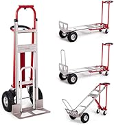 etevert 4-en-1 Diable Pliant en Aluminium,Chariot de Déménagement de Manutention 363/454 kg, Diab...
