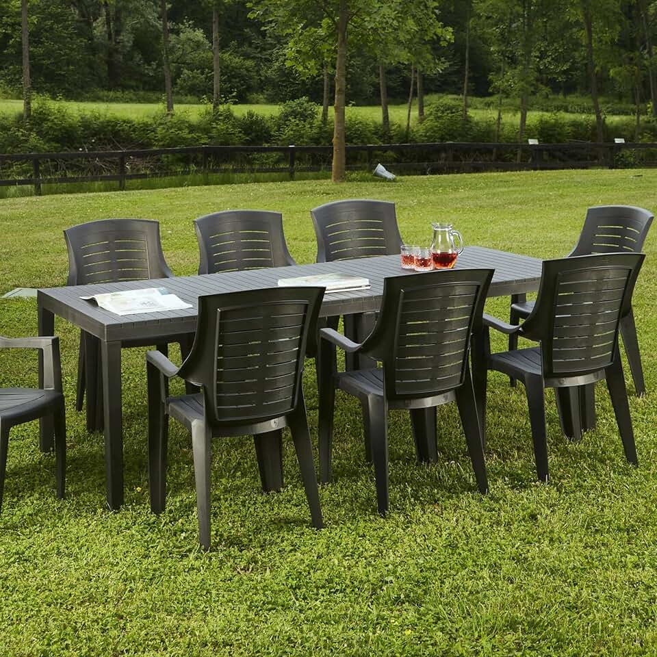 etevert - Susa série - 150x90x72 cm - table extensible de jardin anthracite