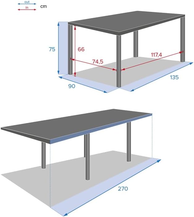 etevert - Piazza extensible - 185/245x100 cm - aluminium verre trempé 10 places