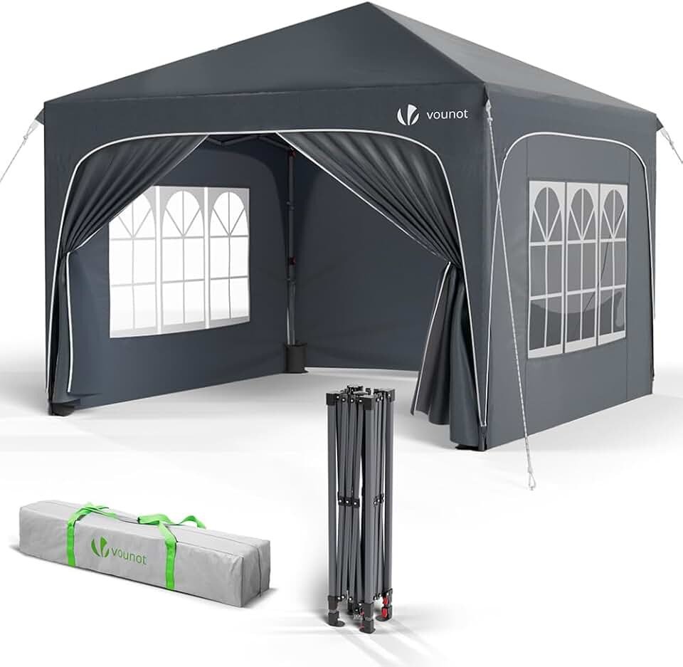 etevert - tonnelle pliante série jardin 3x3m, anti-UV, imperméable, hauteur réglable, sac transport