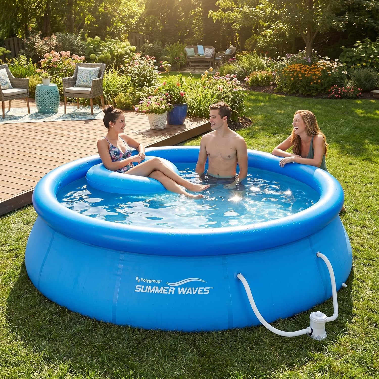 etevert Piscine de 366 x 91 cm, installation rapide, idéale pour la famille, avec pompe de filtration