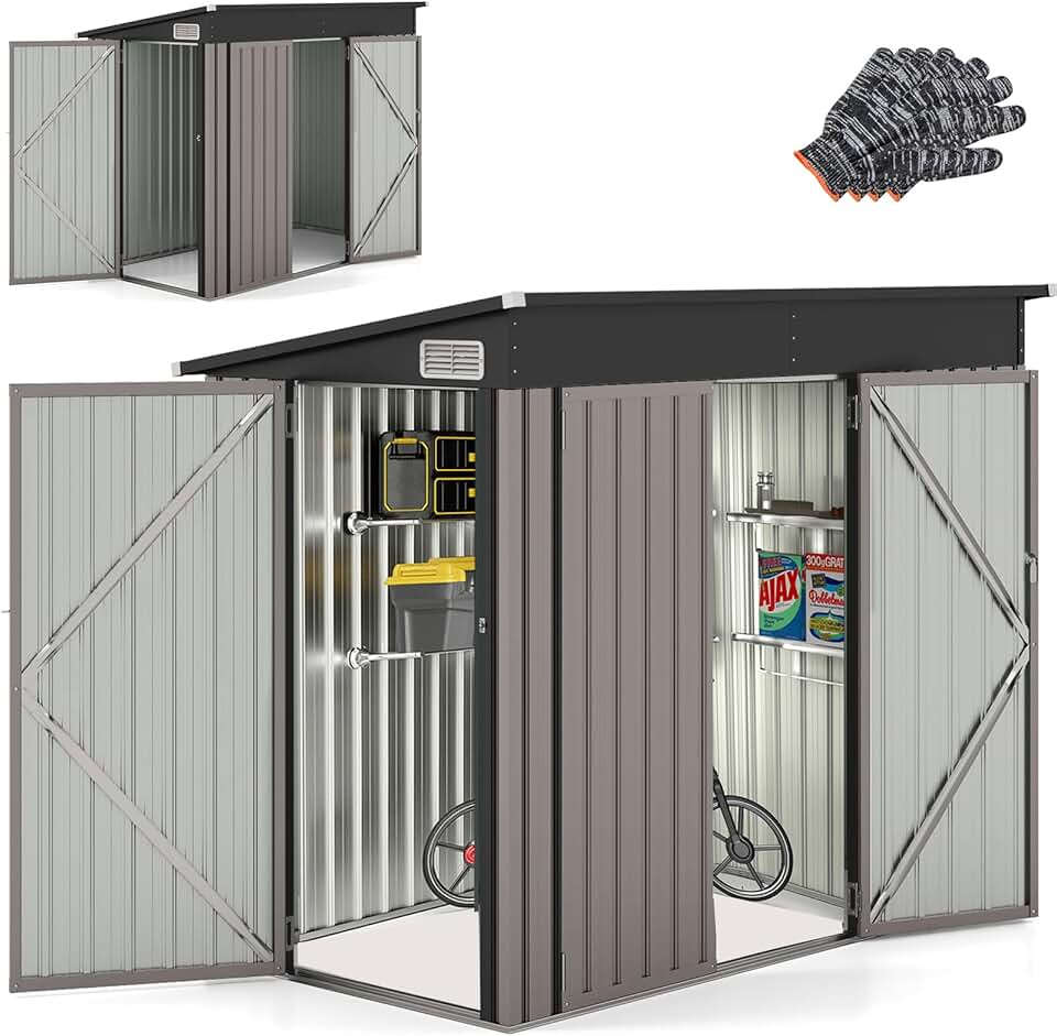 etevert - abri de jardin métal - 235x117x185cm, portes verrouillables, fenêtres, 5m³