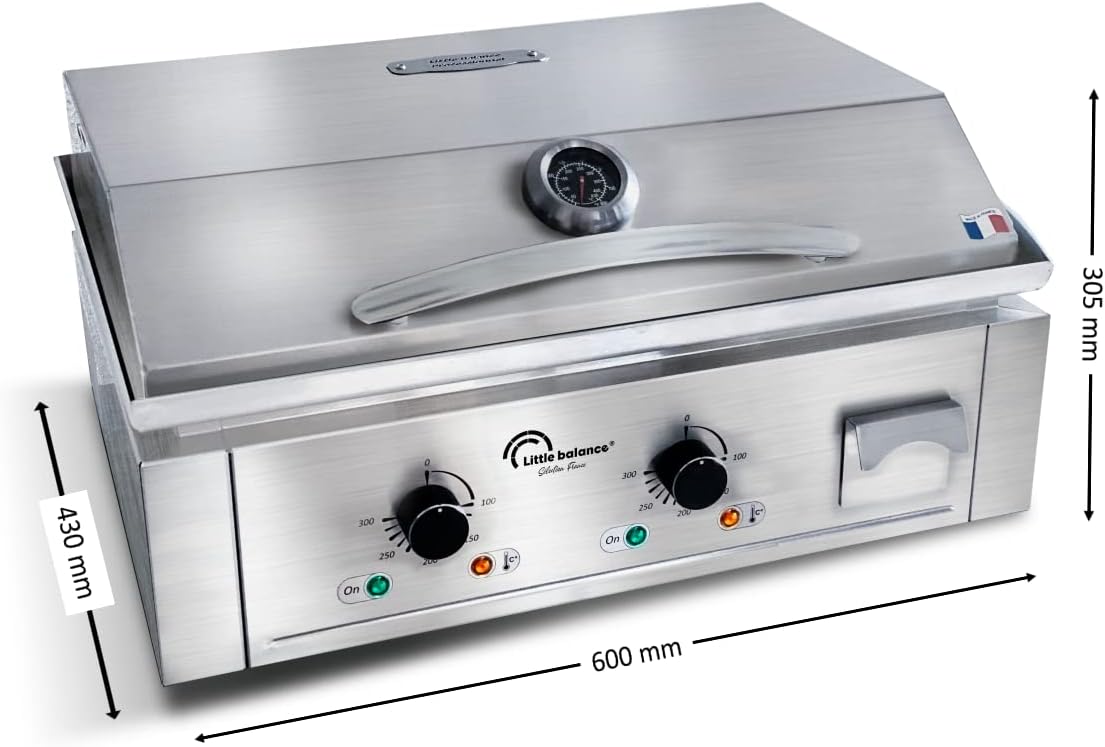 etevert - Aquitaine Pro Plus - plancha inox 2 zones, couvercle, 3500W - 8473