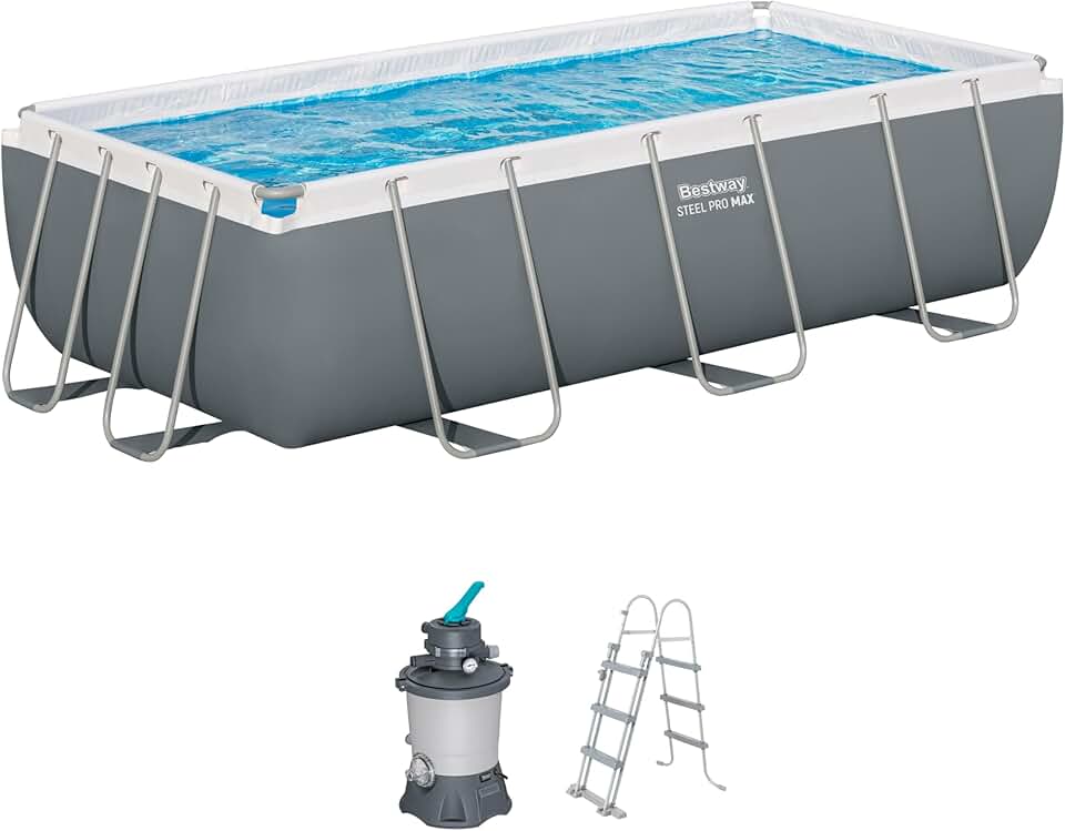 etevert Steel Pro Max Kit Piscine Hors Sol - 404 cm x 201 cm x 100 cm - Gris