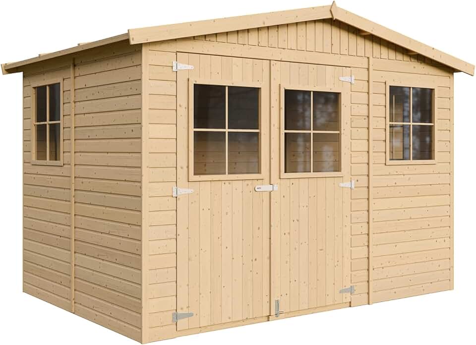 Abri de jardin - etevert - abri de jardin bois 6 m², fenêtres, H226x324x216 cm - M334