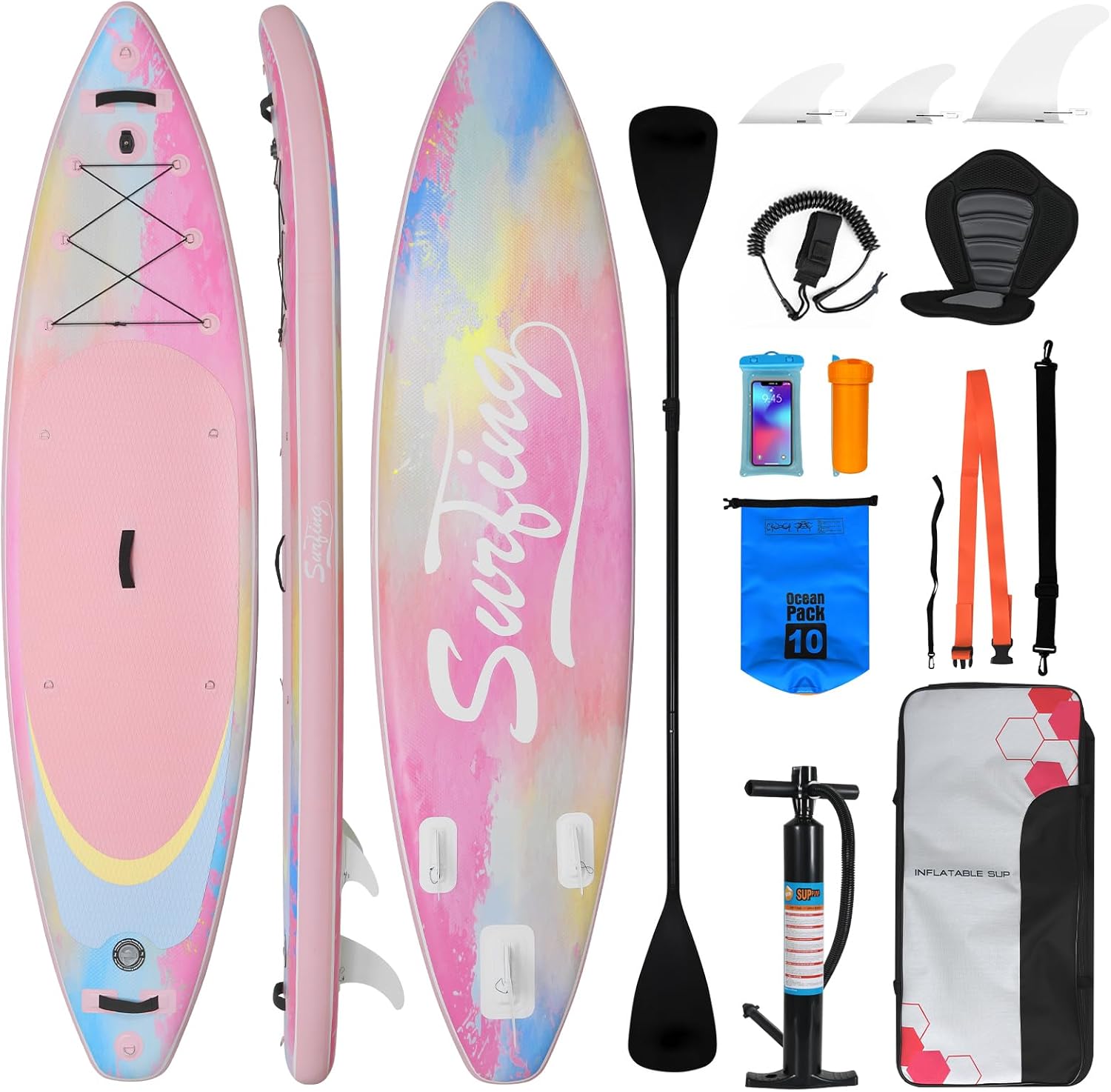 etevert - Paddle Gonflable Série Adulte - 320/335cm - 2 places, siège kayak, pagaie alu, support caméra, pompe, 150kg