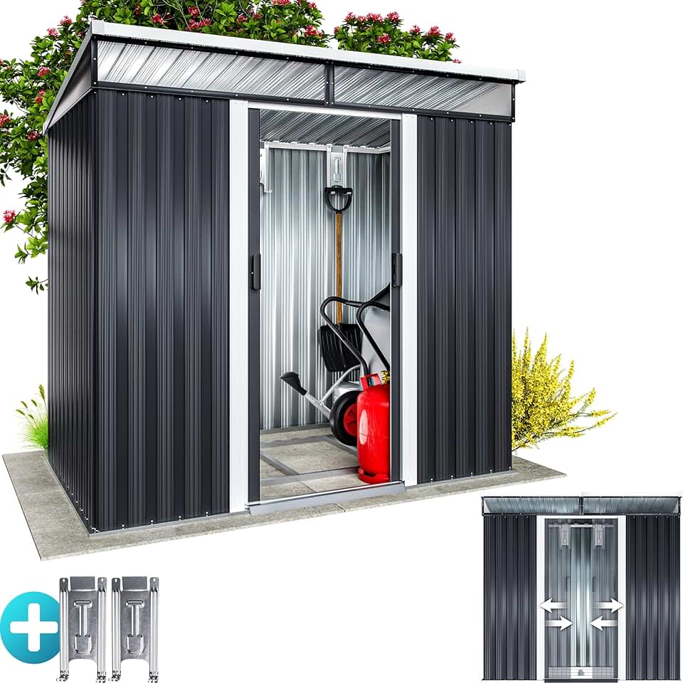etevert - Abri de jardin 3,4m³ 196x122x180cm 2 fenêtres fondation