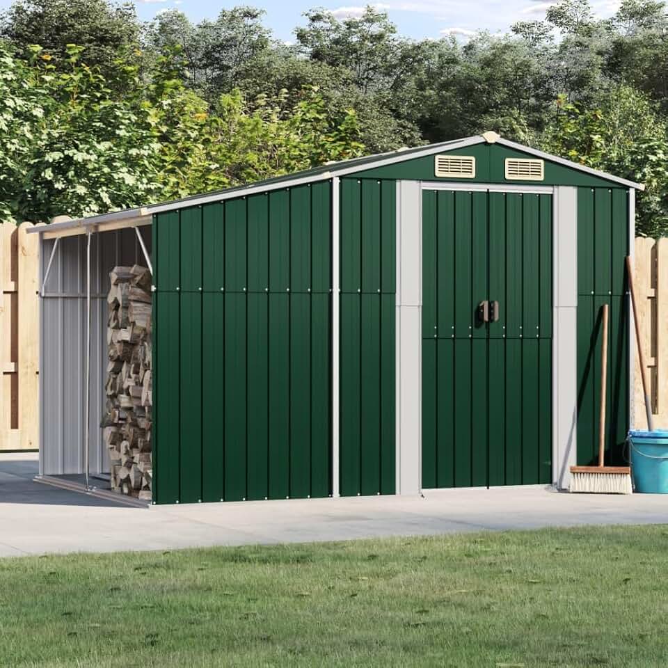etevert Abri de Jardin Vert 277x192,5x179 cm Acier galvanisé,Abris De Jardin,Abri De Stockage pour Jardin,Abri D'Outils De Jardin