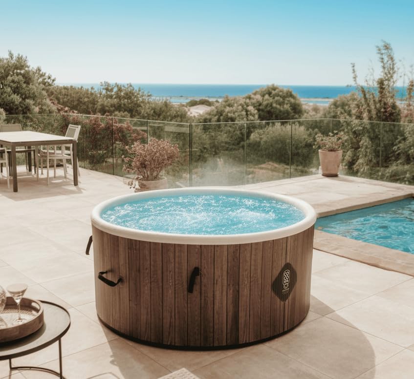etevert Helsinki Spa Gonflable - 150 cm de diamètre - 800 litres - Moteur 2240 W - 2 à 4 Personnes - Massage 140 Jets