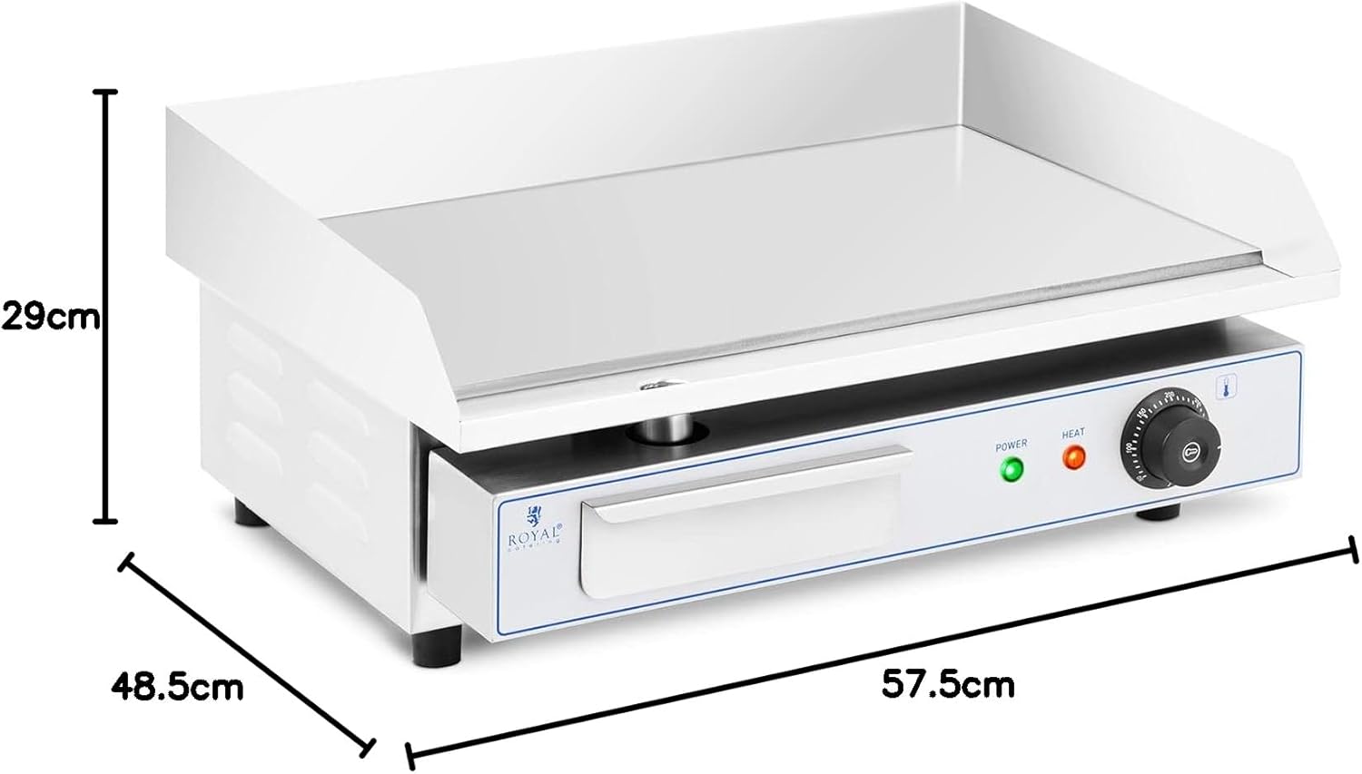 etevert - Plancha Électrique Lisse Inox 55x35 cm 3000W Restaurant