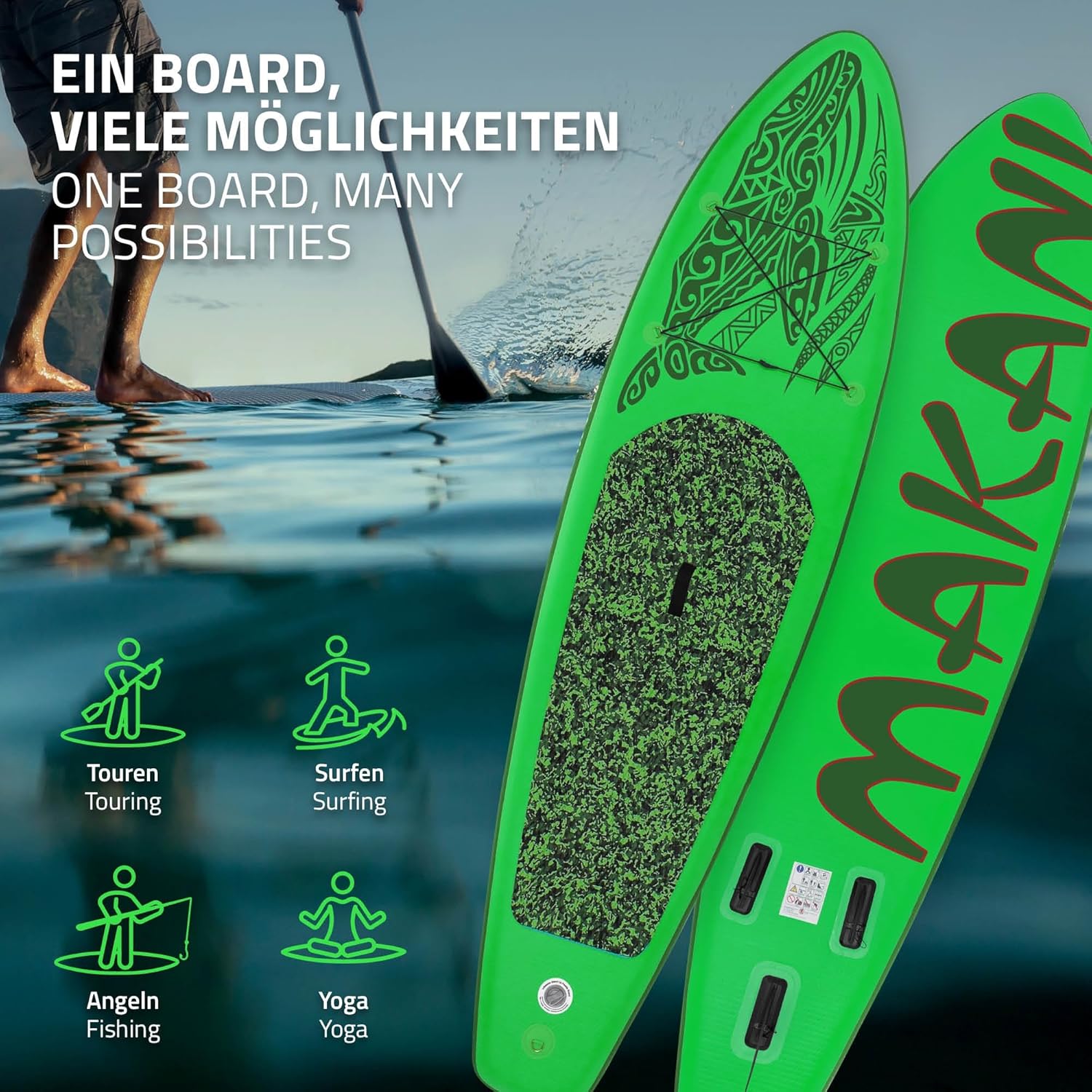 etevert - planche stand up paddle - 305/308/320/380 cm - PVC, jusqu'à 150 kg, 10/15 cm d'épaisseur