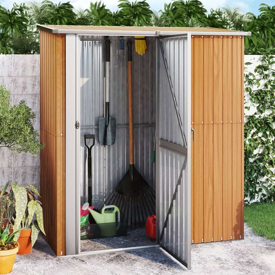 etevert - abri de jardin extérieur acier galvanisé marron 180,5x97x209,5 cm
