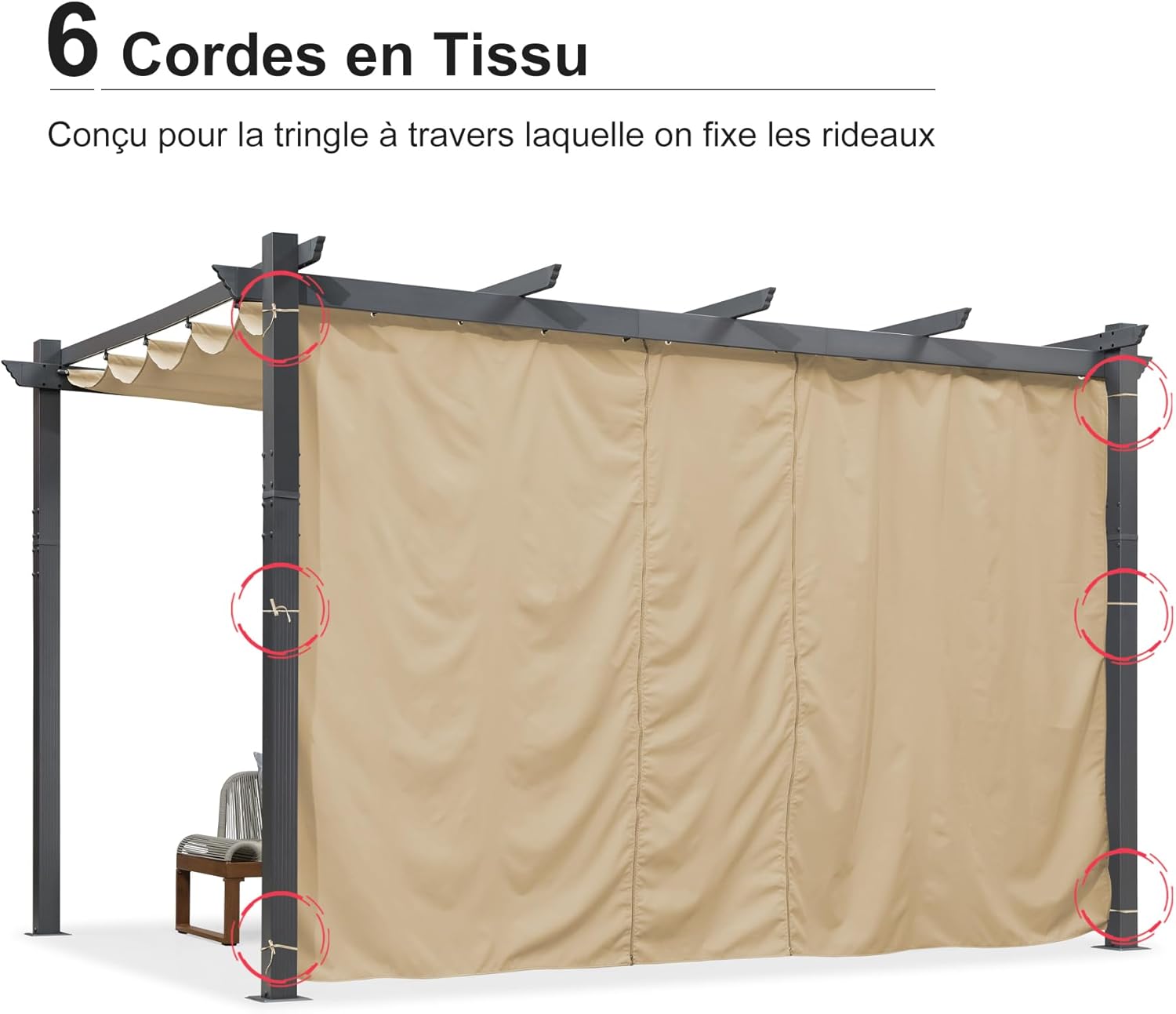 etevert - Pergola aluminium série Rideau - 4x3m toit coulissant extérieur