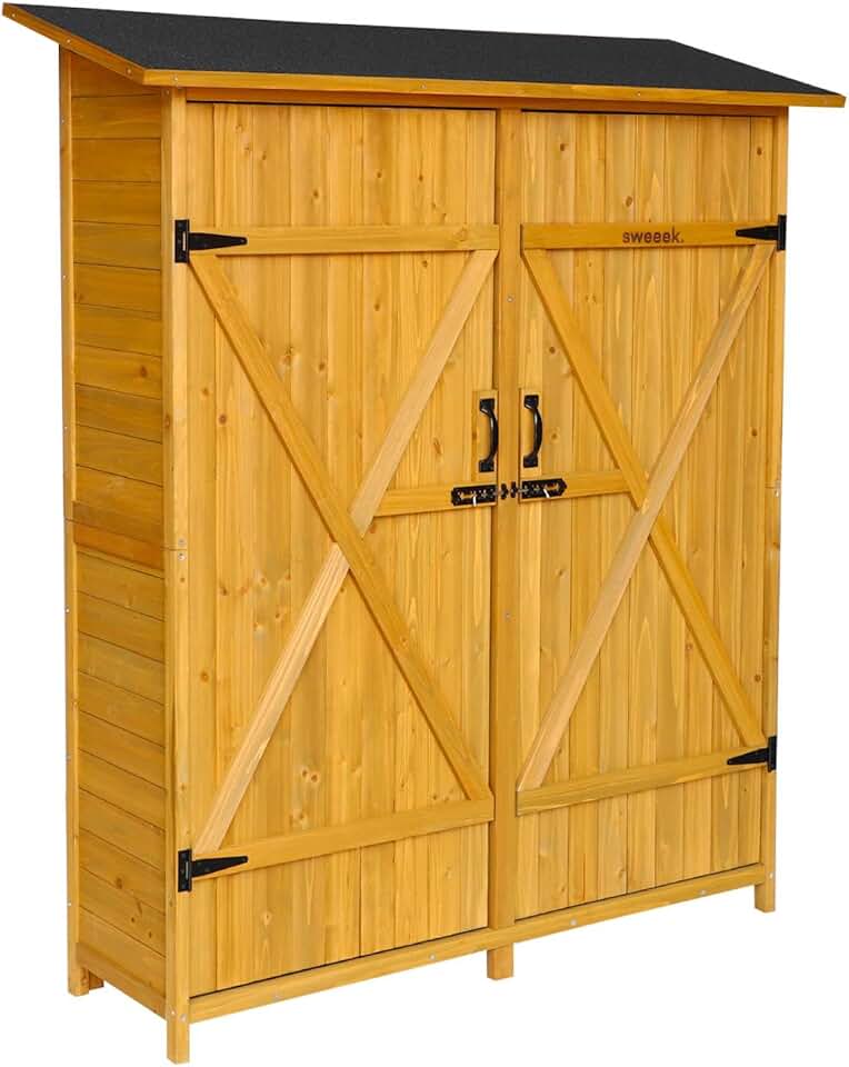 etevert - Abri de jardin bois, 4 espaces, 140x50x162cm