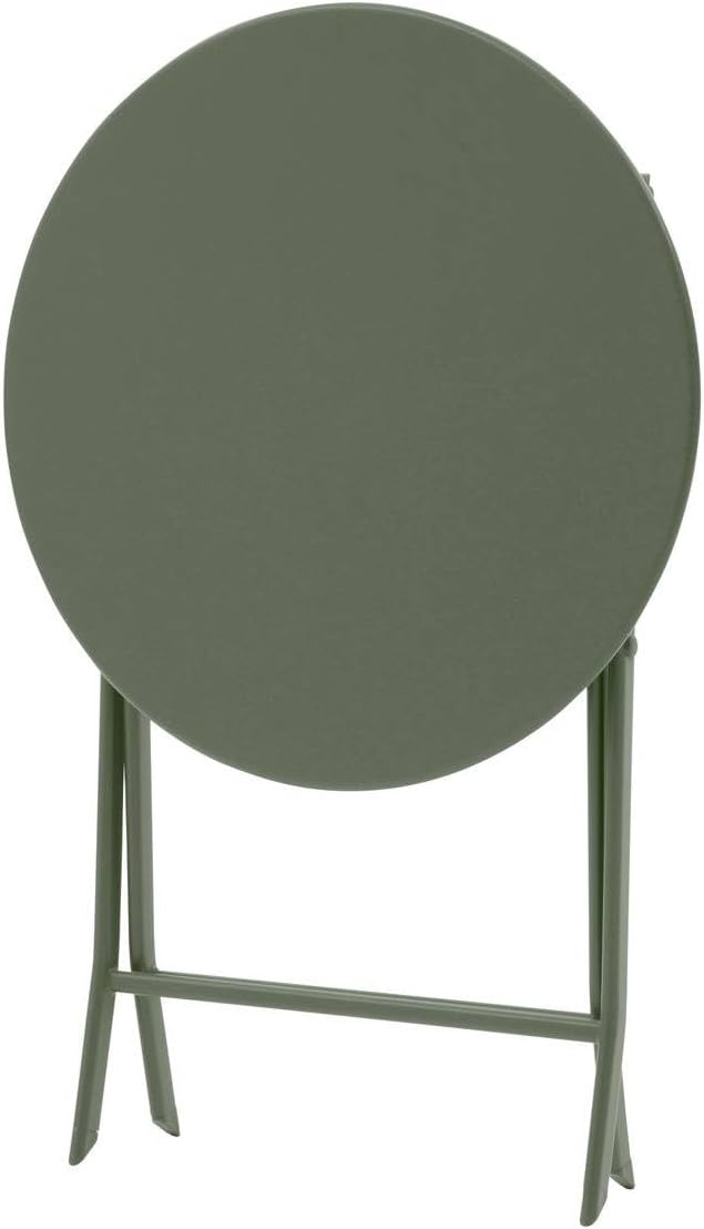 etevert - Greensboro ronde 2 places - acier vert laurier renforcé - table de jardin pliante