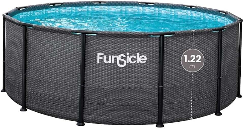 etevert Piscine Tubulaire Ronde Noire Ø3,66m x h1,22m