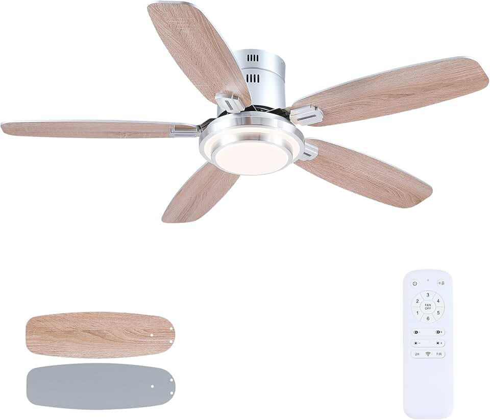 etevert - Ventilateur Plafond DC 127 cm, LED, télécommande, 3 pales