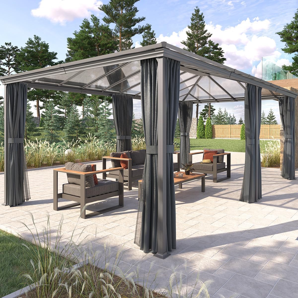 etevert - Pergola Belize - 3,6x6m - Aluminium et polycarbonate