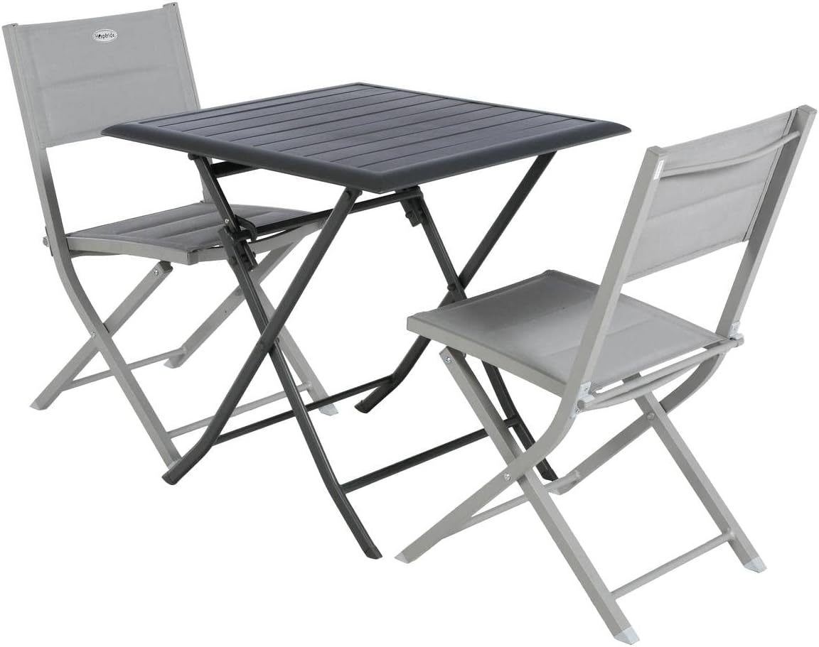 etevert - Azua - table pliante 2 places 70x70cm aluminium gris