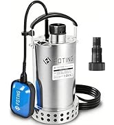 etevert Pompe submersible en acier inoxydable 900 W, 13 000 l/h, hauteur de refoulement max. 9 m, profondeur d'immersion max. 7 m.
