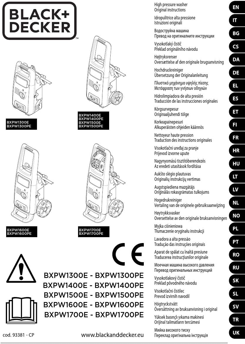 etevert Nettoyeur Haute Pression BXPW1600PE avec Patio Cleaner et Brosse Fixe (1600 W, 125 Bar, 420 l/h)