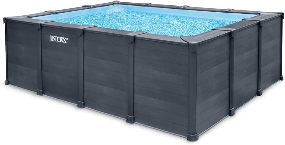 etevert - 26396GN - Kit Piscine Tubulaire rectangulaire Graphite (L) 4,00 x (l) 3,00 x (h) 1,24m