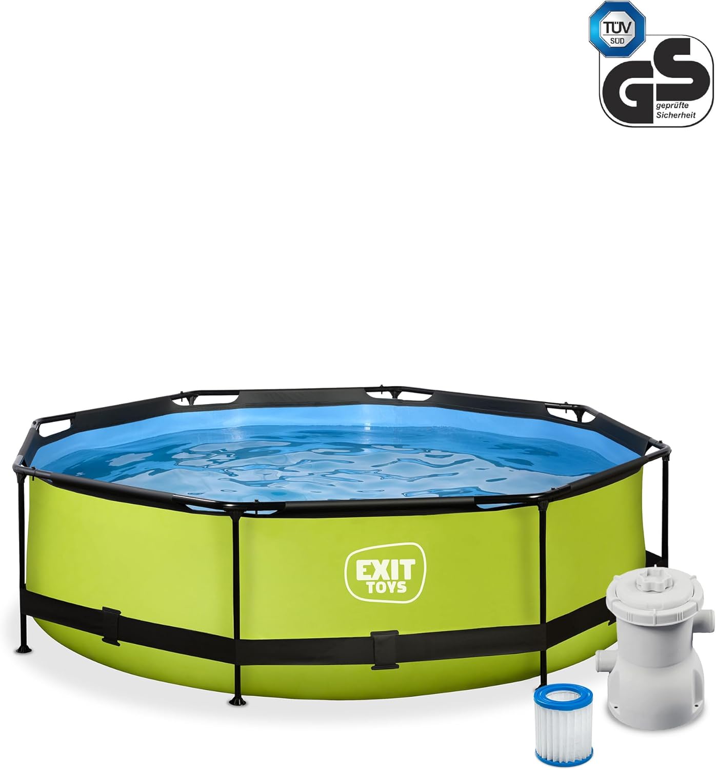 etevert - Piscine Tubulaire Lime - 300x76cm - Pompe filtrante, entrée basse, cadre stable, vert