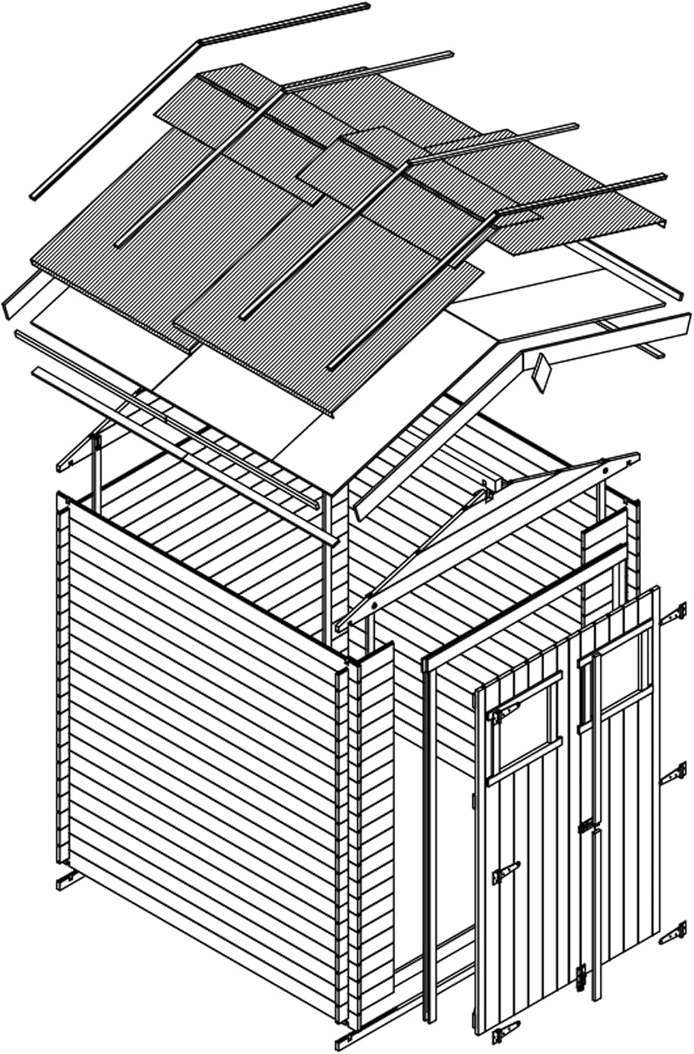 Abri de Jardin en Bois - Stockage extérieur I216xL206xH218 cm/ 3.53 m2 Petit abri à Outils, Local à vélos - etevert M343