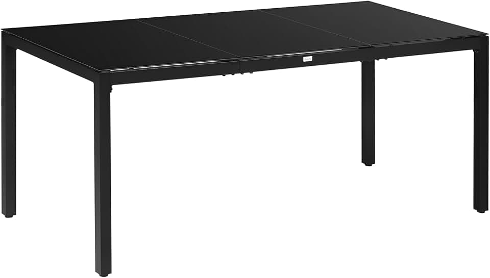 etevert - Table rectangulaire extérieur - 180x80x72cm - Aluminium et verre noir