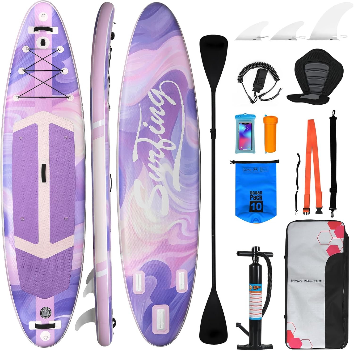 etevert - Paddle Gonflable Série Adulte - 320/335cm - 2 personnes, siège kayak, pagaie alu, support caméra, jusqu'à 15