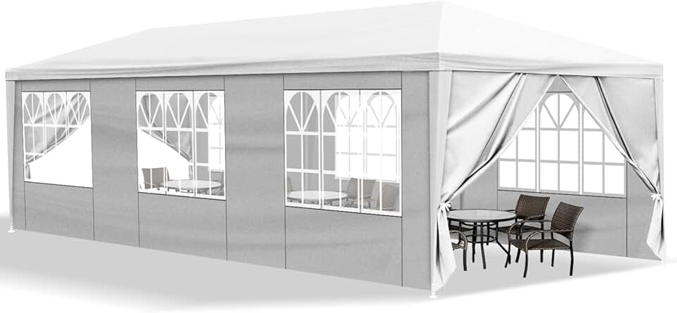 etevert - tonnelle de jardin Série PE - 3x9m - 8 parois, 6 fenêtres, imperméable