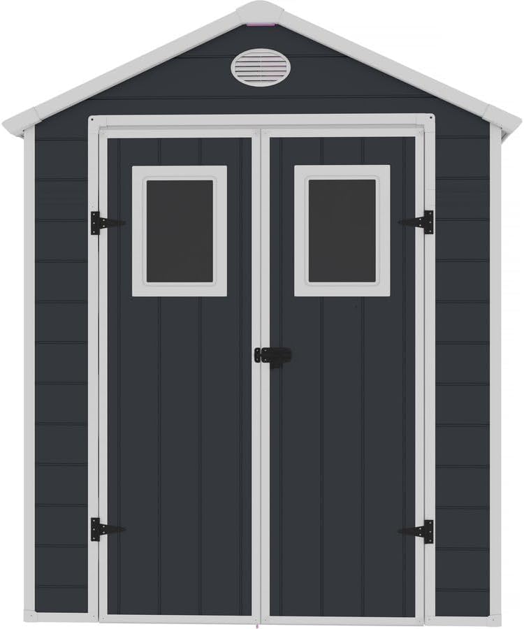 etevert - Abri de Jardin Résine Texas 5.23 m² Anthracite - Ancrages Intérieurs - Antirouille/Anti-UV