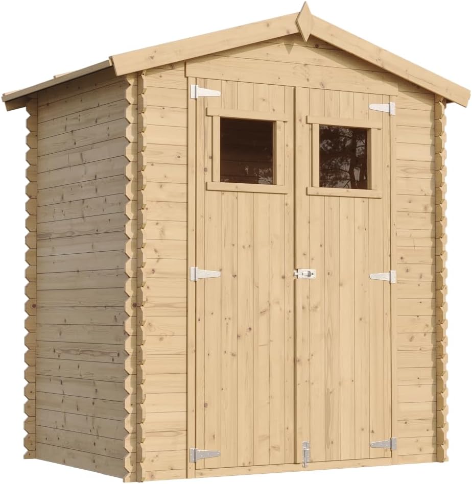 Abri de Jardin en Bois avec Sol TRAITÉ - Stockage extérieur I196xL136xH218 cm/ 1.98 m2 Petit abri à Outils, Local à vélos - Toit imperméable, fenêtres - etevert M367