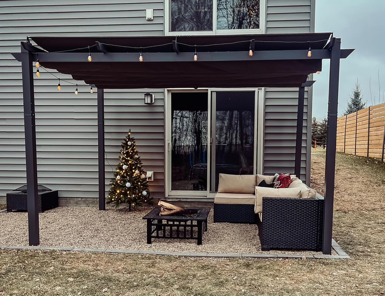 etevert – pergola aluminium – 4x3m – toit rétractable, éclairage intégré