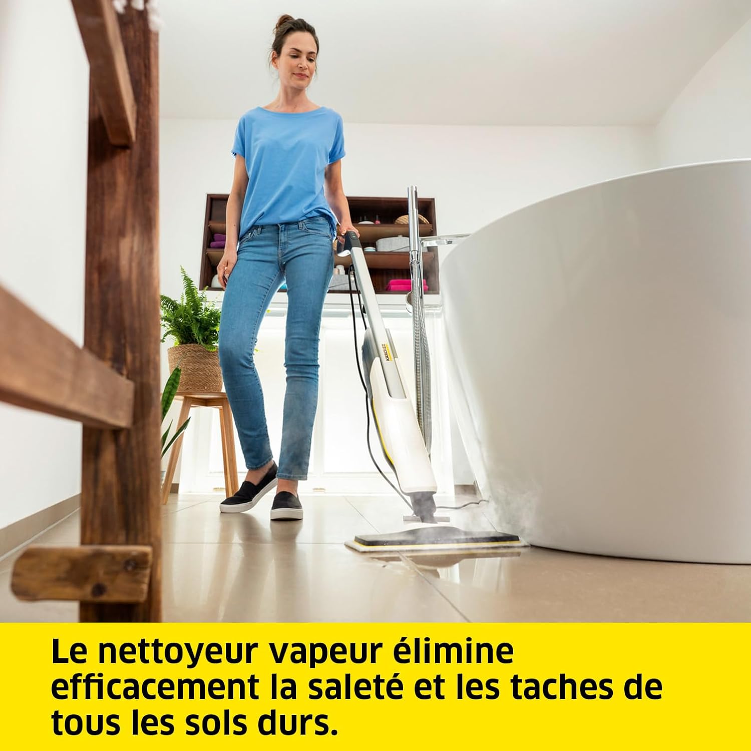 etevert Nettoyeur Vapeur SC 2 Upright, Préchauffage : 30 s, Surface : 50 m², Réservoir : 0,4 l, Puissance : 1600 W, avec Buse de Sol EasyFix, Serpillière Microfibres, Cartouche Détartrante