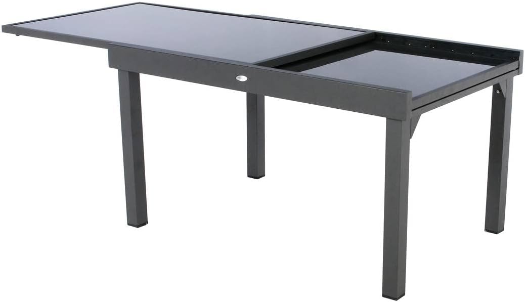 etevert - Piazza extensible - 185/245x100 cm - aluminium verre trempé 10 places