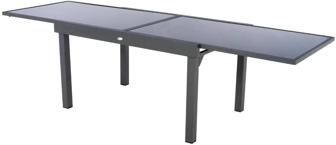 etevert - Piazza extensible - 185/245x100 cm - aluminium verre trempé 10 places