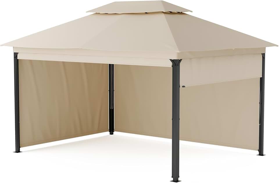etevert - Grandezza Cortina - 3x4 m - acier, toit polyester, panneaux enroulables, beige