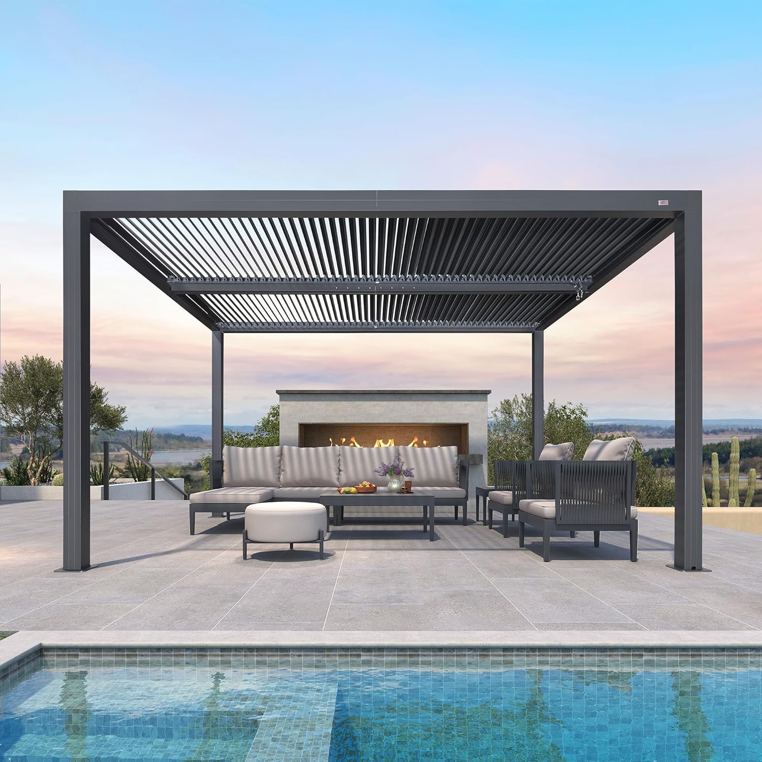 etevert - Pergola bioclimatique 4x3,3m - alu, lames orientables, 13,2m²