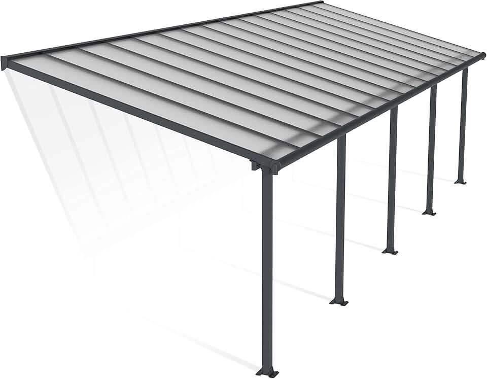 etevert - Pergola aluminium adossée 27,3m², polycarbonate, garantie 12 ans