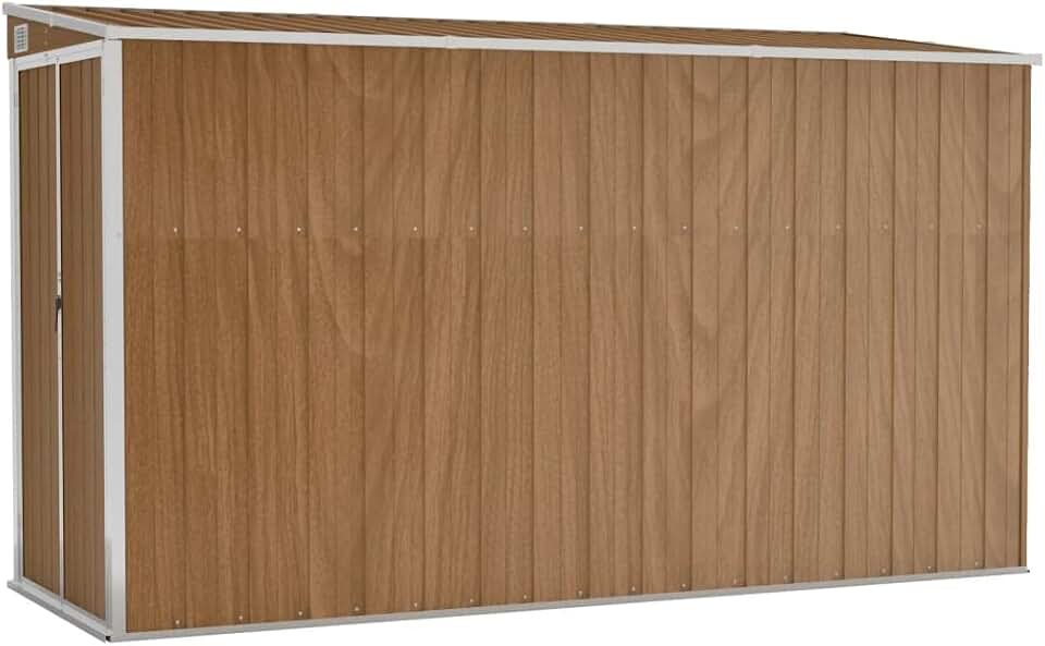 etevert Abri de Jardin Mural Abri de Rangement d'Outils Rangement d'Equipement de Jardin Extérieur Marron 118x288x178 cm Acier Galvanisé