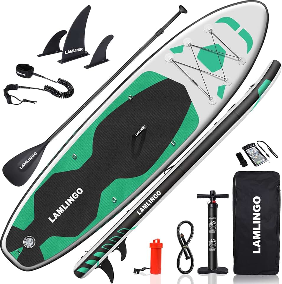 etevert Max 200 KG Stand Up Paddle Board Gonflable Adulte, Sup Planche en PVC Construction Ultra Robuste, Kit Pagaie, Pompe à Double Action, Sac à Dos Boîte réparation