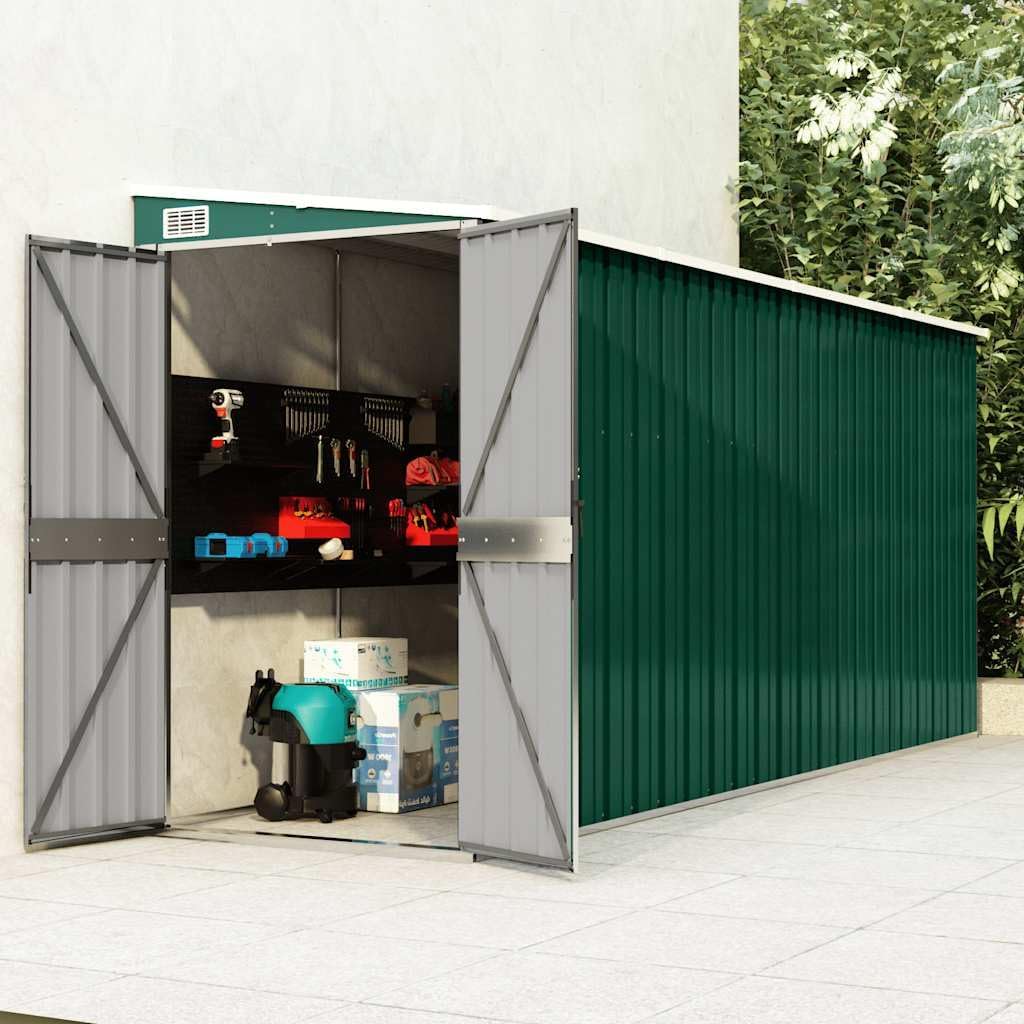etevert Abri de Jardin Mural Vert 118x382x178 cm Acier galvanisé,Structures extérieures, Cabanes & abris de Jardin,316229