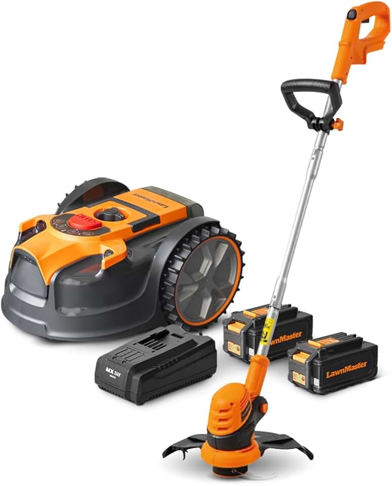 etevert - Robot tondeuse série 24V - coupe bordures inclus, 2 batteries