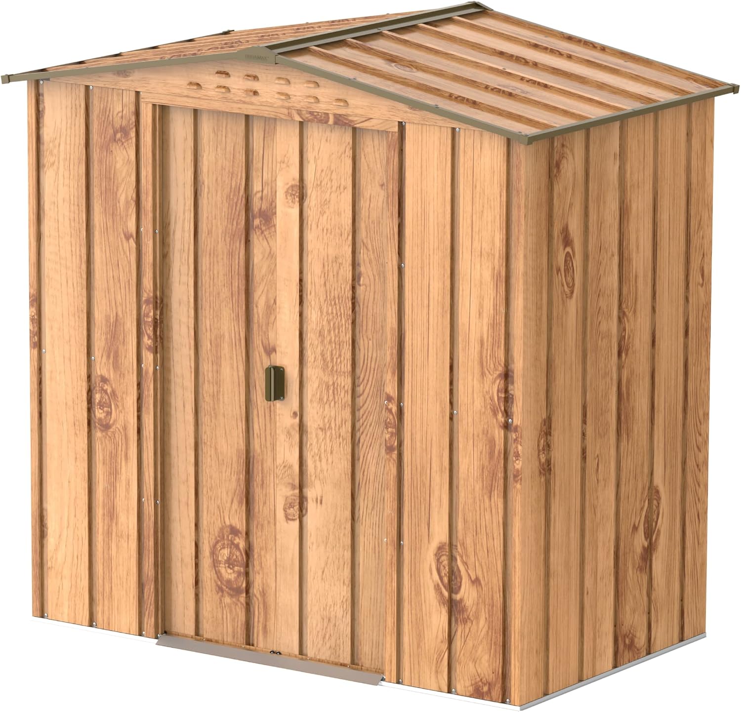 etevert TOP Shed 6 x 4 (2.17 m²) Abri de jardin en métal, fabriqué en acier galvanisé, structure de toit renforcée, abri de jardin en métal sans entretien et résistant aux intempéries, Grain de bois