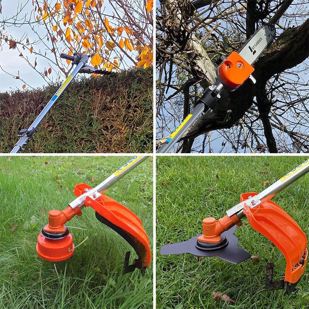 etevert - outil multifonction thermique 4 en 1 - 52cc - tronçonneuse, débroussailleuse, taille-haies