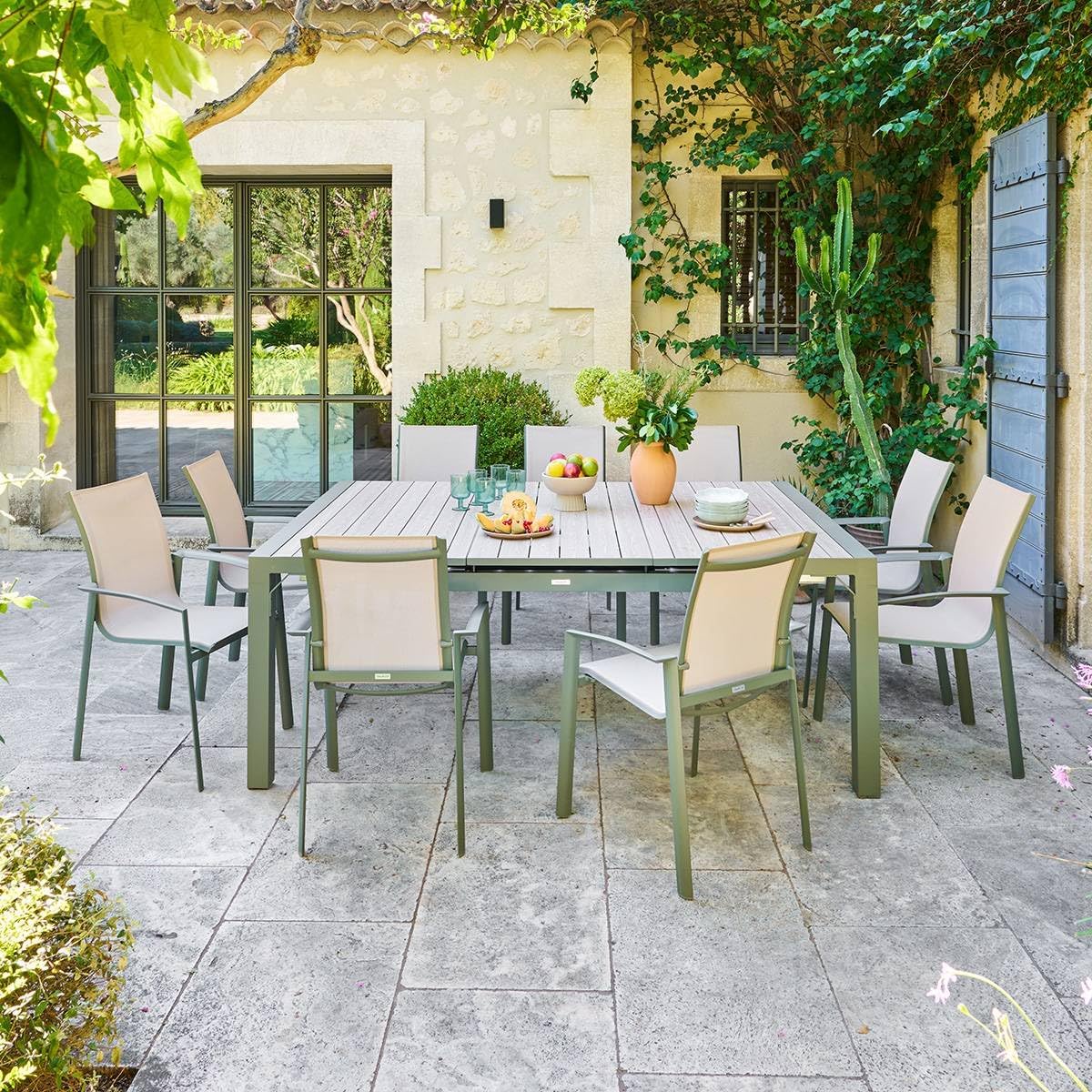 etevert - Evasion - table extensible 10 places - alu et effet bois