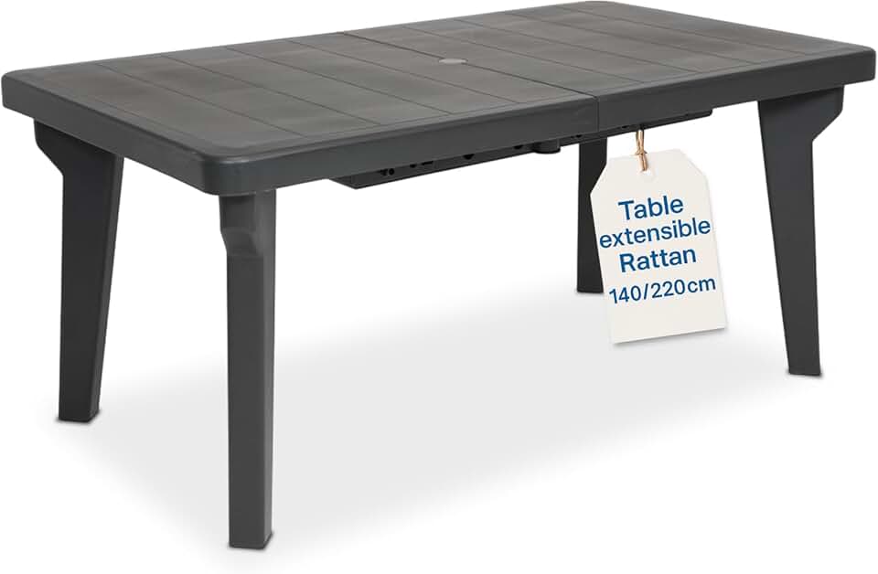 etevert - Berg extensible - 160/220x90x74 cm - pieds démontables, anthracite, NEWANTHRACITE