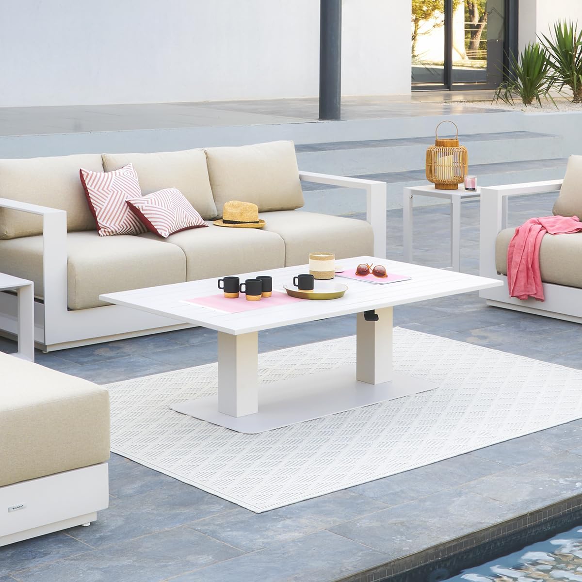 etevert - Salimia - 150x80 cm - table jardin relevable, alu, 6-8 pers