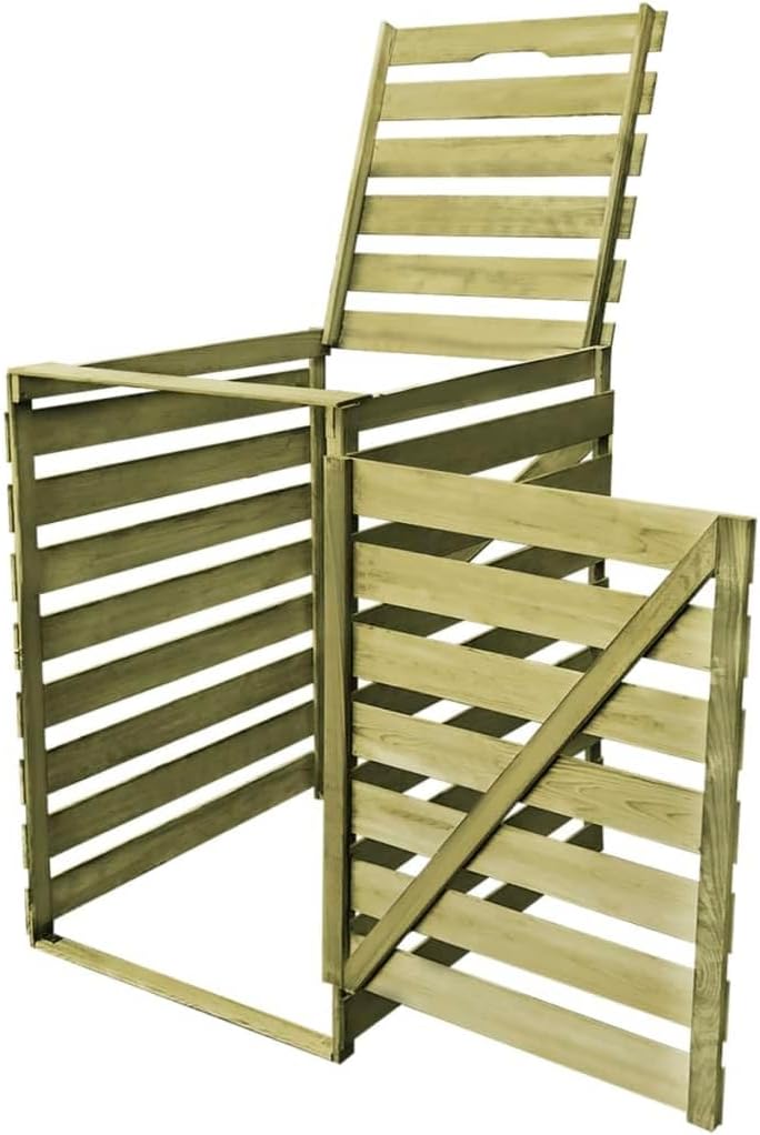 etevert Cache-Poubelle Simple Abri de Poubelle de Jardin Déchets Bois Imprégné